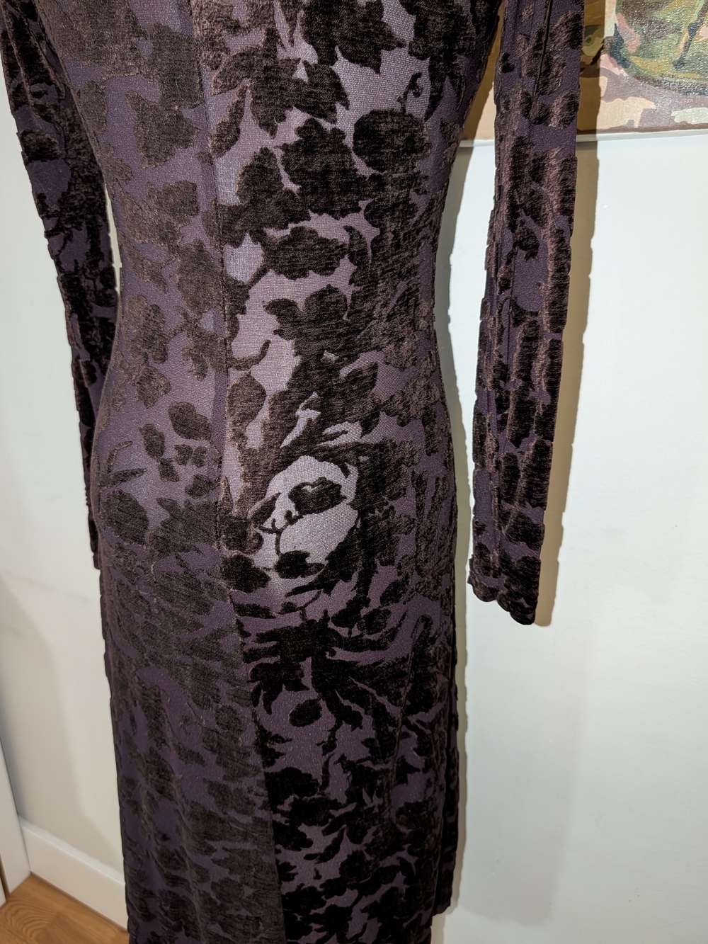 Rare Vintage (90s/Y2K) Velvet Burnout Midi Dress - Picture 5 of 9